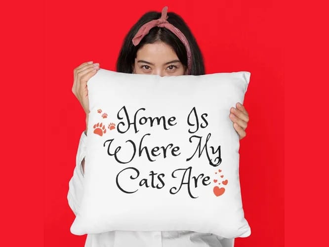 Home Is Where My Cats Are Pillow
