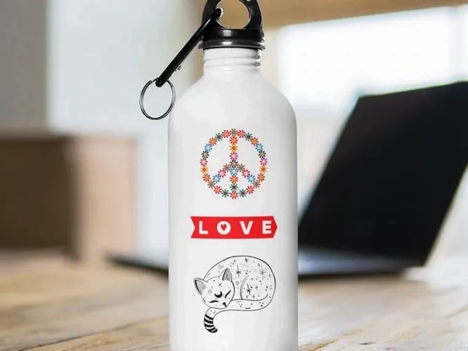 Peace Love Cat Water Bottle